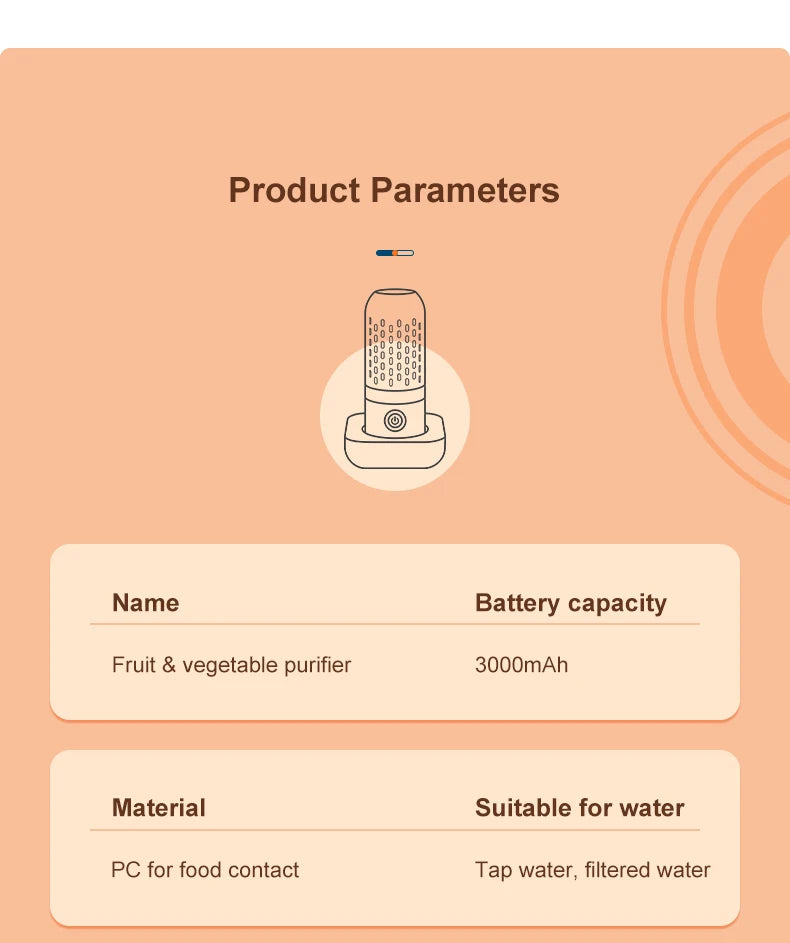 Fruit Vegetable Washing Machine Capsule Shape Wireless Food Purifier Household Pesticide Disinfection Vegetables Cleaner Machine