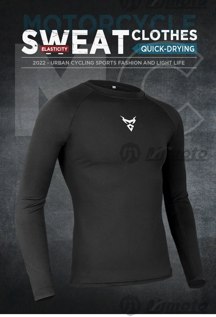 MOTOCENTRIC Motorcycle Underwear Quick-Drying Set Men's Motorcycle Sweat Clothes Base Layers Tight Long Johns Tops & Pants Set