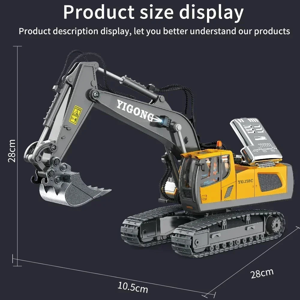 Excavator Dump Trucks 2.4G High Tech 11 Channels RC Bulldozer Alloy Plastic Engineering Vehicle Electronic Toys For Boy Gifts