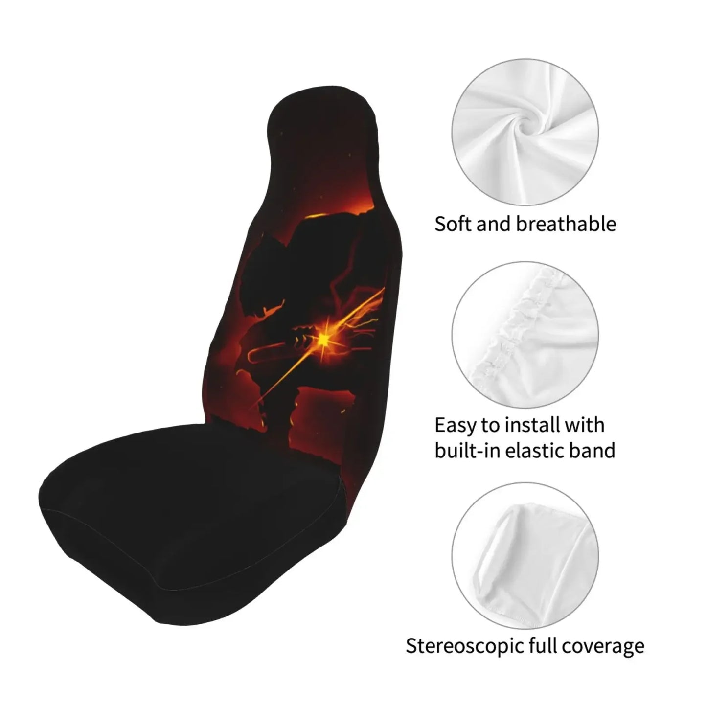 General Front/rear Japan Anime Demon Slayer Nezuko Car Seat Covers 3D Prints Car Accessories Automobile Seat Cover