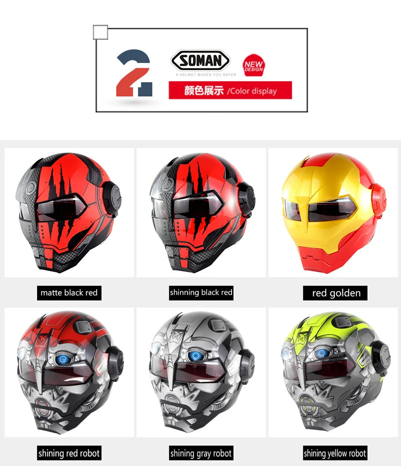 Flip up Motorcycle Helmet Ironman Verspa Street Full Face Casco Moto Cruiser Chopper Cafe Racer Capacetes