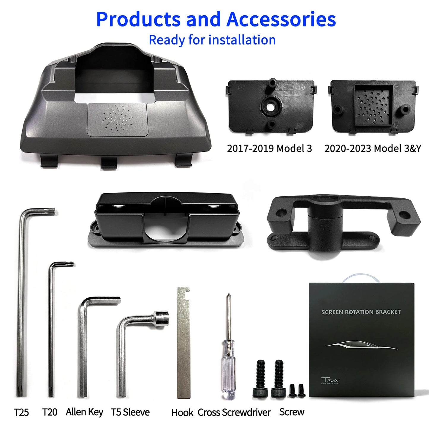 Catronics Model Y swivel Mount for Tesla Model 3 Screen 2way Rotating bracket Kit Display Monitor Accessories 2020 2019 2023