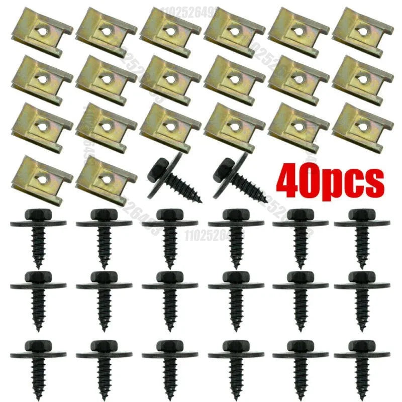 60pc U-Shape Metal Nut/Screw Washers for BMW E46 E92 E90 F10 Car Fender Bumper Cross Head Screws Engine Guard Clip Chassis Sheet