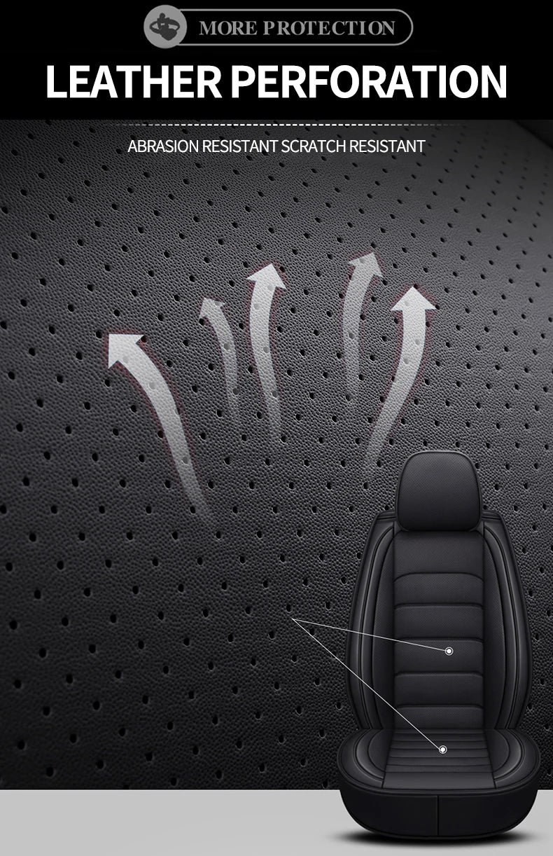 4 Pc Car Seat Covers Full Set Luxury High Quality All Season Universal PU Leather Seat Cover Car