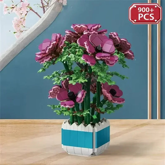 New MOC Creativity Artificial Bouquet Flower Preserved Flower Bonsai Potted Plant Home Decoration Building Block Bricks Kids Toy