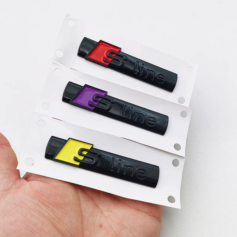 3D ABS Sline Logo S Line Emblem Car Fender Badge For Audi A1 A2 A3 A4 A5 A6 A7 Q2 Q3 Q5 Q7 Q8 S3 S4 S5 S6 S7 TT S Line Sticker