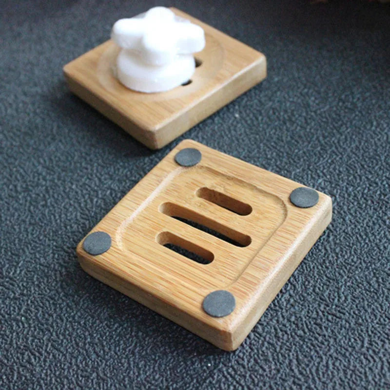 1~10PCS Bathroom Toilet Tools Wooden Anti-Mildew Drain Box Bath Soap Rack Natural Bamboo Tableware Soap Dishes