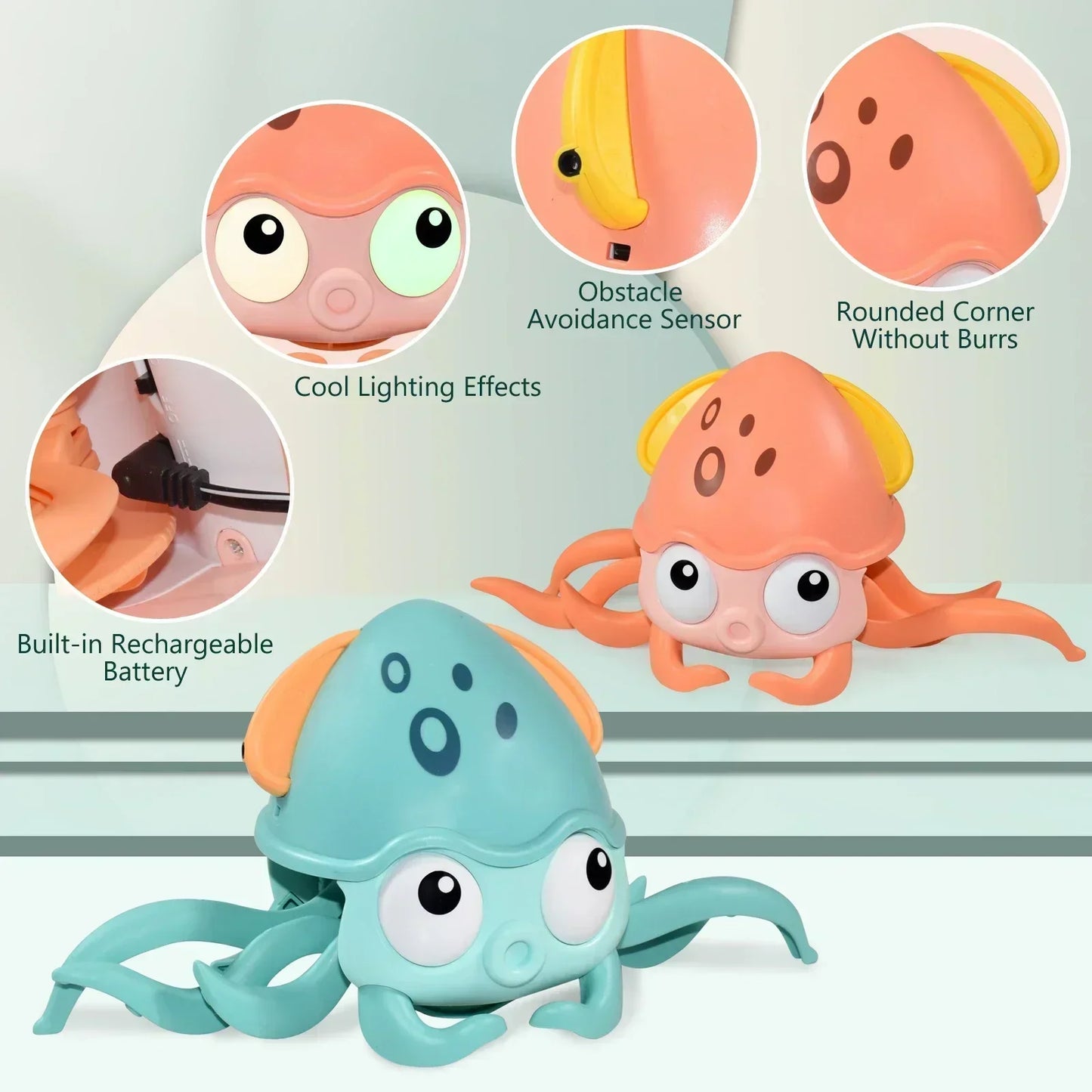 Escape Induction Crab Octopus Crawling Toy Baby Electronic Pets Musical Toys Educational Toddler Moving Toy Kids Christmas Gift