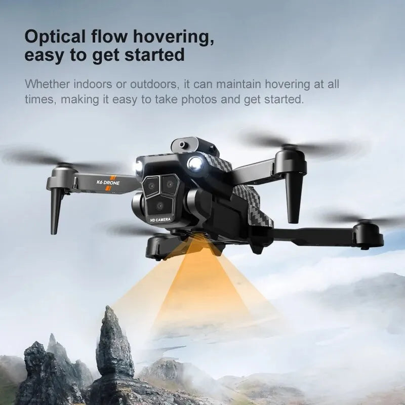 New K6 Max RC Drone 8K Professional Three Cameras Optical Flow Four-way Obstacle Avoidance Aerial Photography Quadcopter