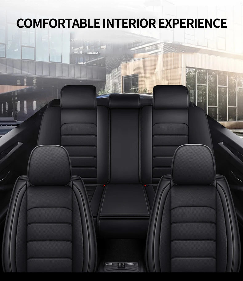 4 Pc Car Seat Covers Full Set Luxury High Quality All Season Universal PU Leather Seat Cover Car