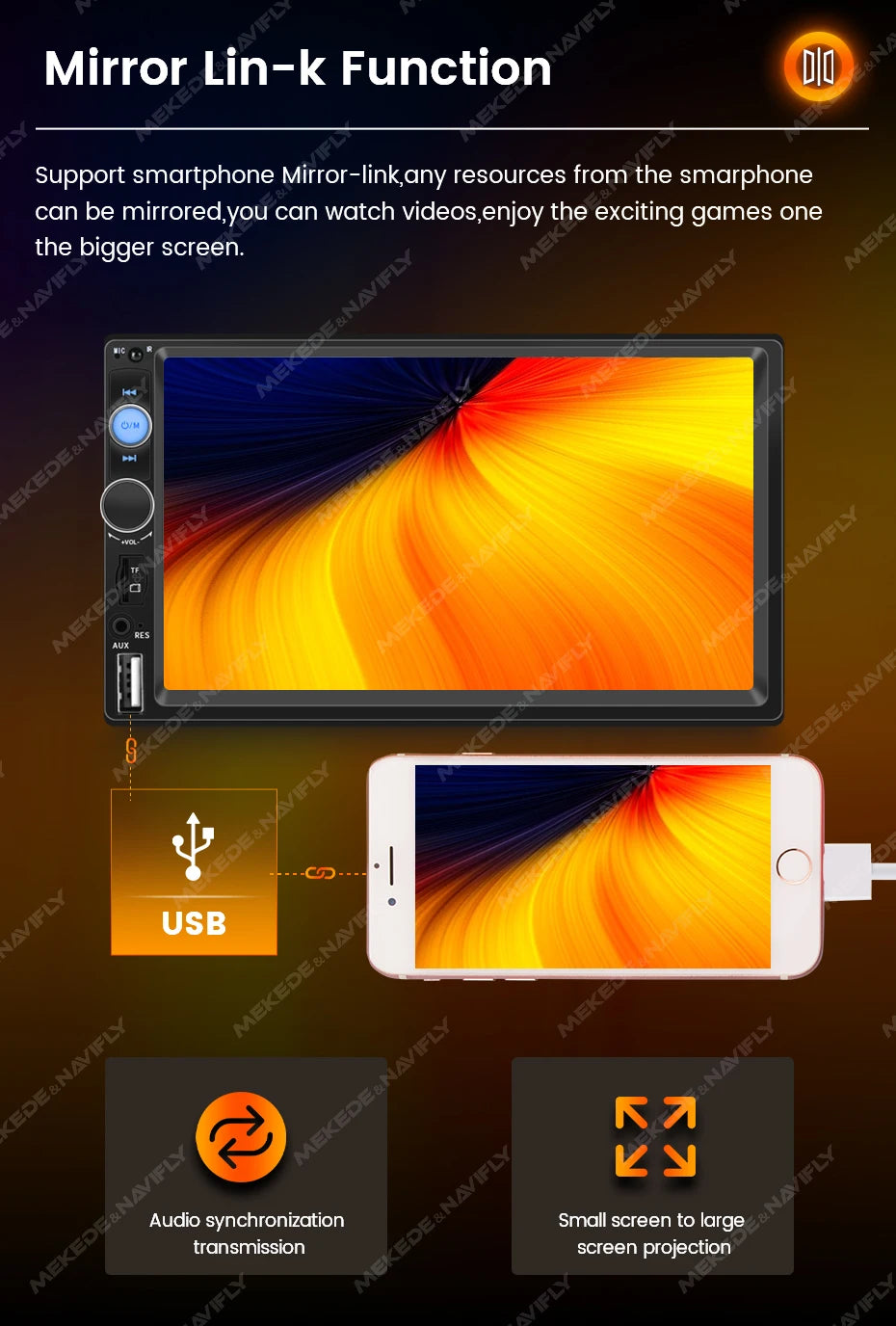 Navifly ND1 2 din Car Radio 7" HD Touch Screen Autoradio Multimedia Player Universal Car Stereo MP5 Player BT SWC TF FM Camera