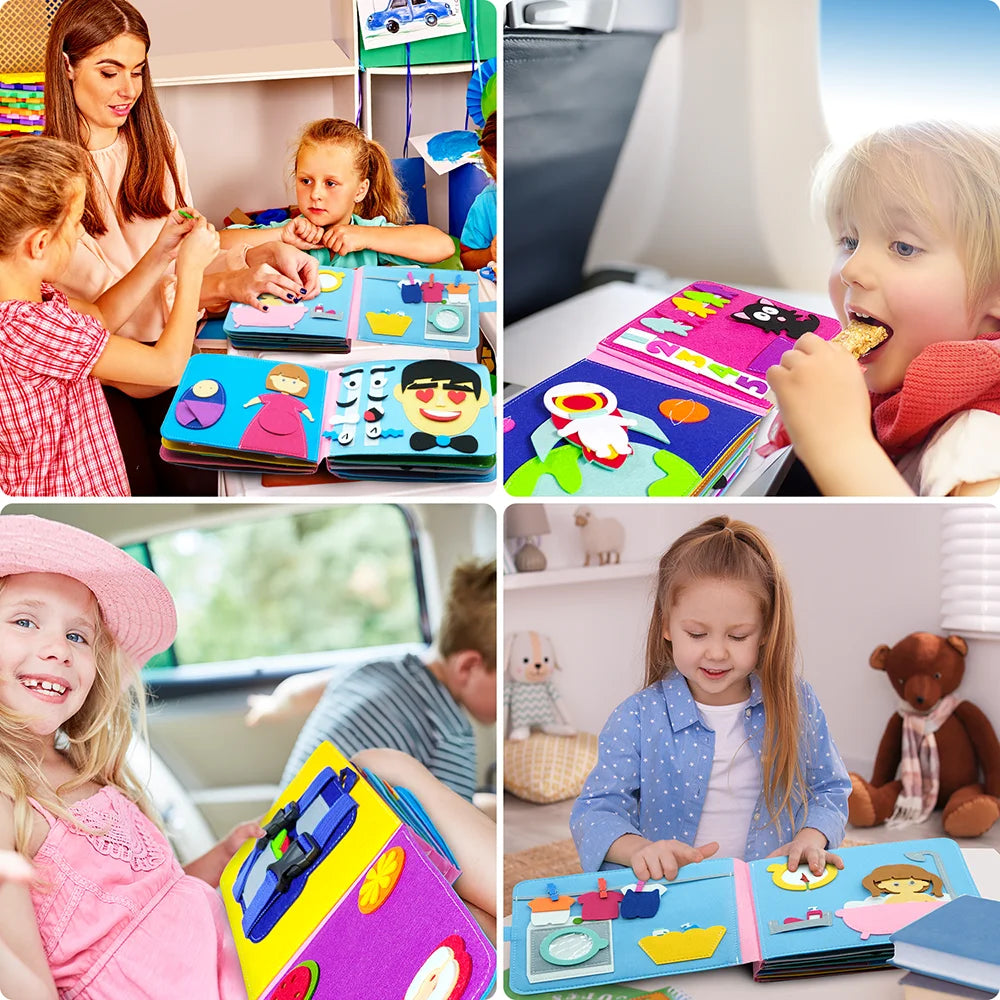 Toddlers Montessori Toys Busy Board Farm Animal Scene Storytelling Activity Toy Quiet Book Felt Activity Educational Sensory Toy