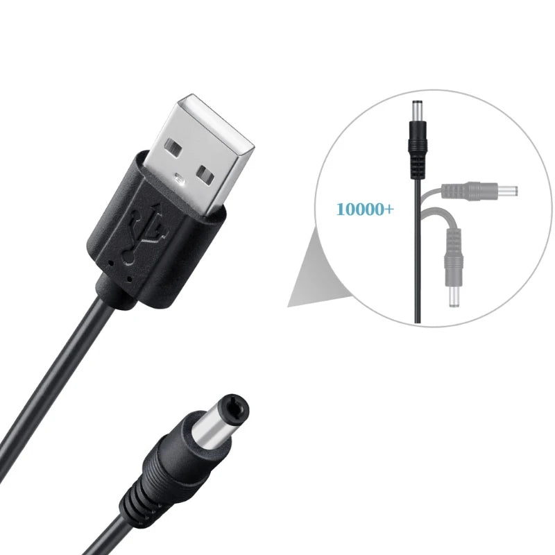 8 in 1 5V USB to DC 5.5x2.1mm 3.5mm 4.0mm 4.8mm 6.4mm 5.5x2.5mm 6.3mm Plug Charging Cord For Fan Speaker Router LED Lamp
