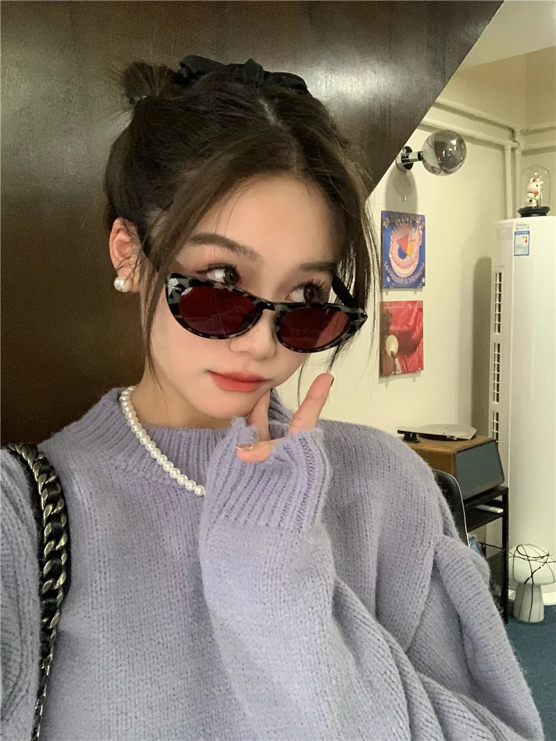 New Vintage Cateye Sunglasses Woman Sexy Retro Small Cat Eye Sun Glasses Brand Round Colorful Eyewear for Female Oculos De Sol