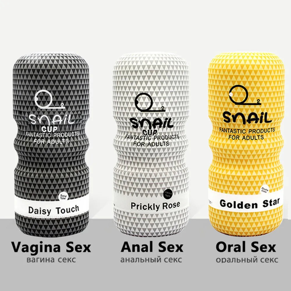 Manual Male Masturbator Soft Rubber Anal Vagina Mouth Sucking Snail Climax Plane Cup Penis Trainer Erotic Sex Toys for Men Adult