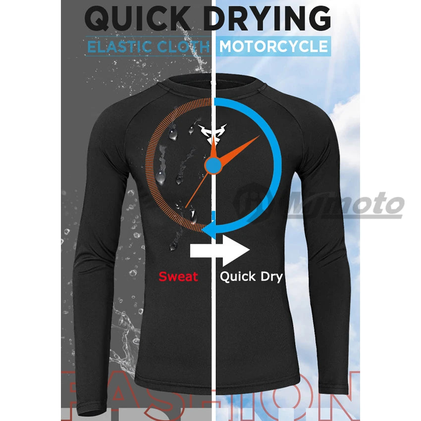 MOTOCENTRIC Motorcycle Underwear Quick-Drying Set Men's Motorcycle Sweat Clothes Base Layers Tight Long Johns Tops & Pants Set