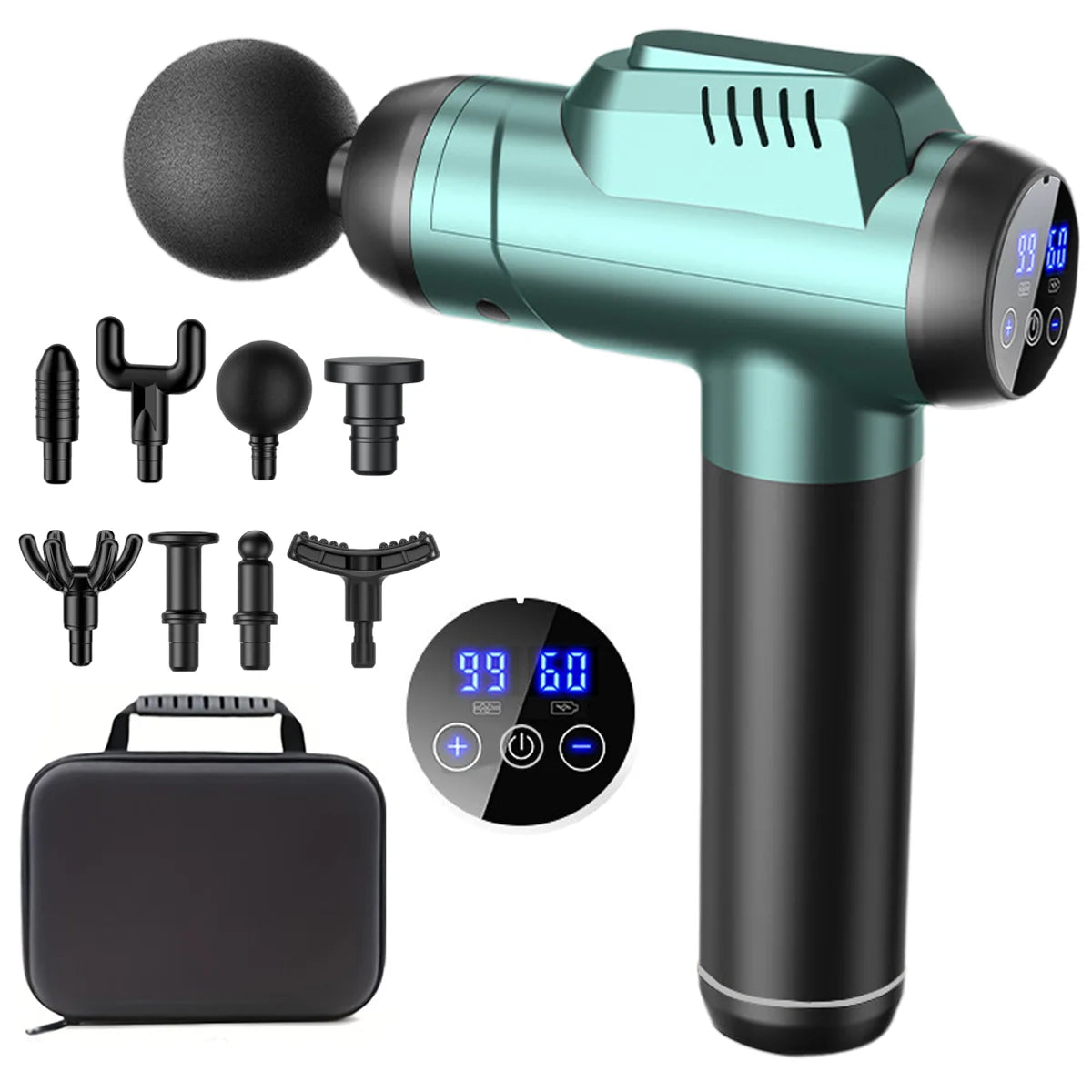 99 Level Muscle Message Gun Fascia Body Massager LED Screen Rechargeable Fascia Gun With 8 Massage Head for Fitness Muscle Mass