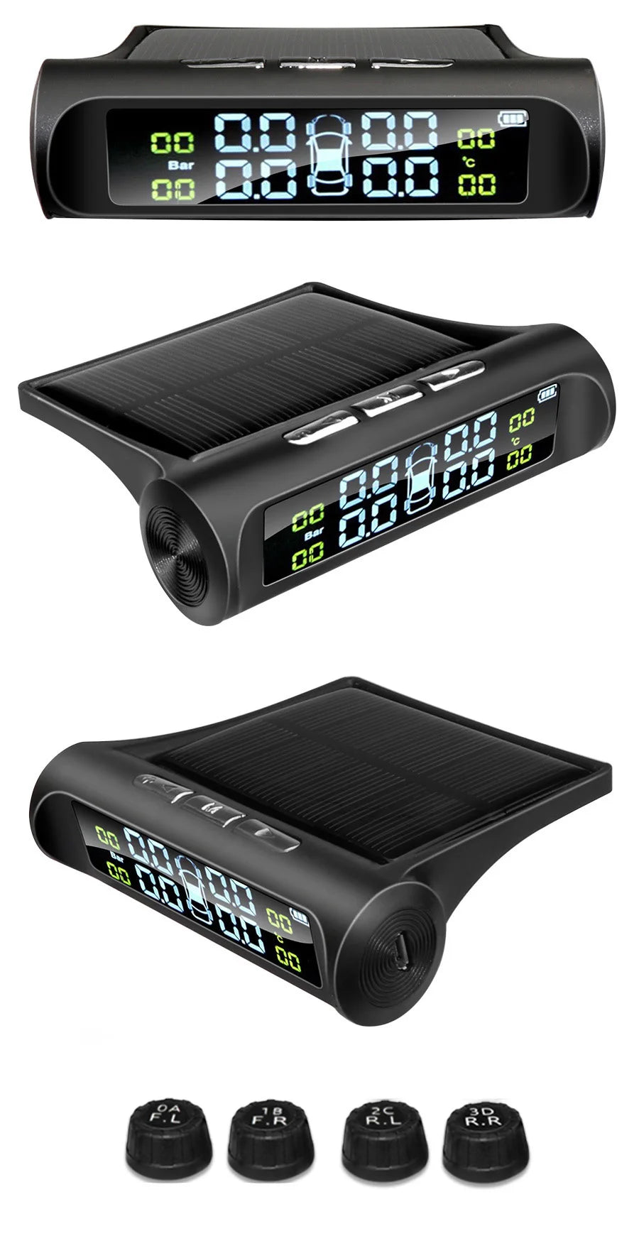 Smart TPMS Car Tire Pressure Alarm Monitor System 4 Sensors Display Solar Intelligent Tyre Pressure Temperature Warning