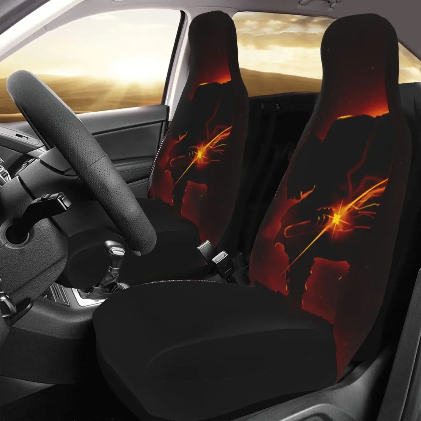 General Front/rear Japan Anime Demon Slayer Nezuko Car Seat Covers 3D Prints Car Accessories Automobile Seat Cover