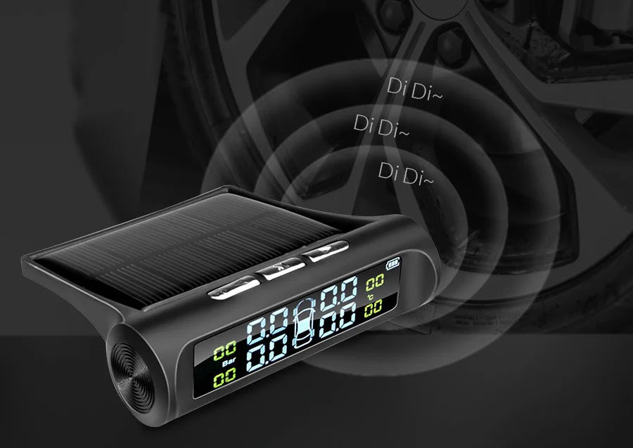 Smart TPMS Car Tire Pressure Alarm Monitor System 4 Sensors Display Solar Intelligent Tyre Pressure Temperature Warning
