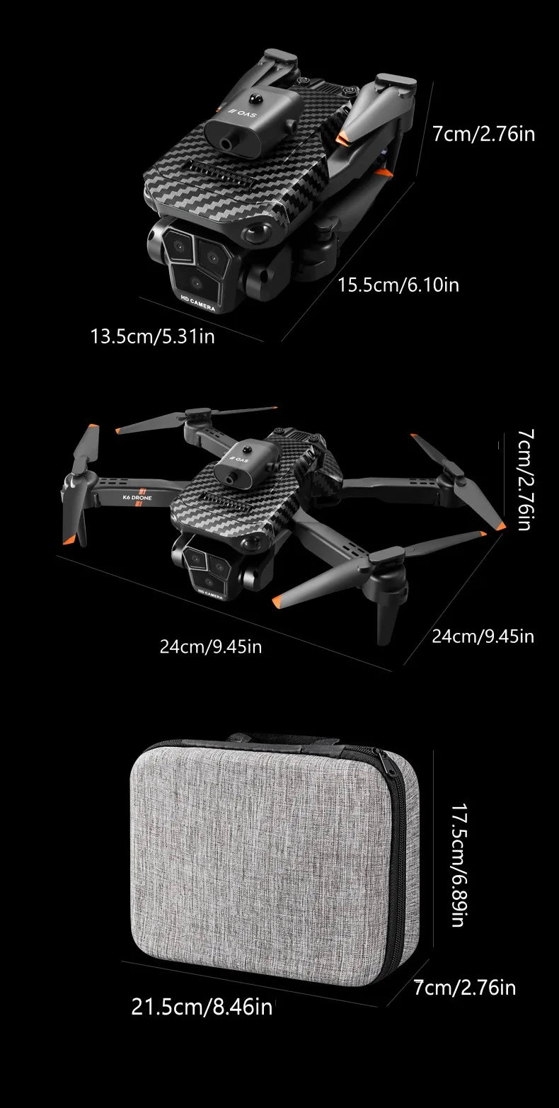 New K6 Max RC Drone 8K Professional Three Cameras Optical Flow Four-way Obstacle Avoidance Aerial Photography Quadcopter