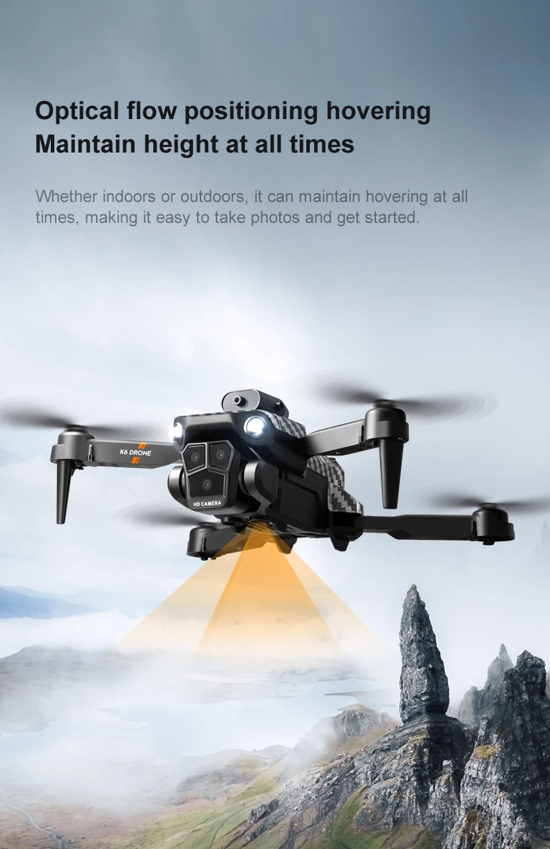 New K6 Max RC Drone 8K Professional Three Cameras Optical Flow Four-way Obstacle Avoidance Aerial Photography Quadcopter