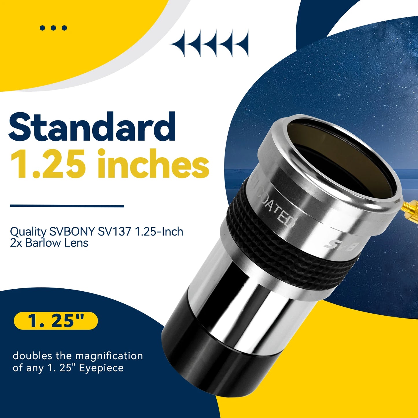 SVBONY SV137 1.25 Inch 2X/3X Barlow Lens Metal Body Fully Multi Coated Telescope Accessory for telescope eyepiece astronomy