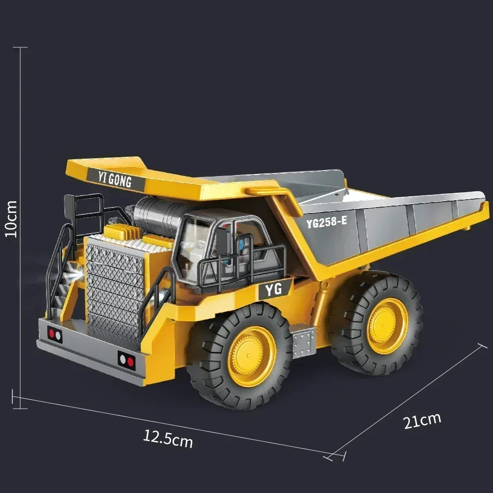 Excavator Dump Trucks 2.4G High Tech 11 Channels RC Bulldozer Alloy Plastic Engineering Vehicle Electronic Toys For Boy Gifts