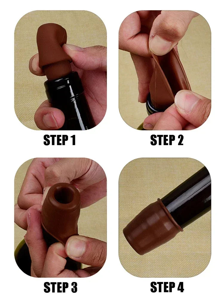 Silicone Wine Stoppers Beverage Bottle Sealer Reusable Sparkling Wine Bottle Stopper Keeping Wine Champagne Fresh Kitchen Tools