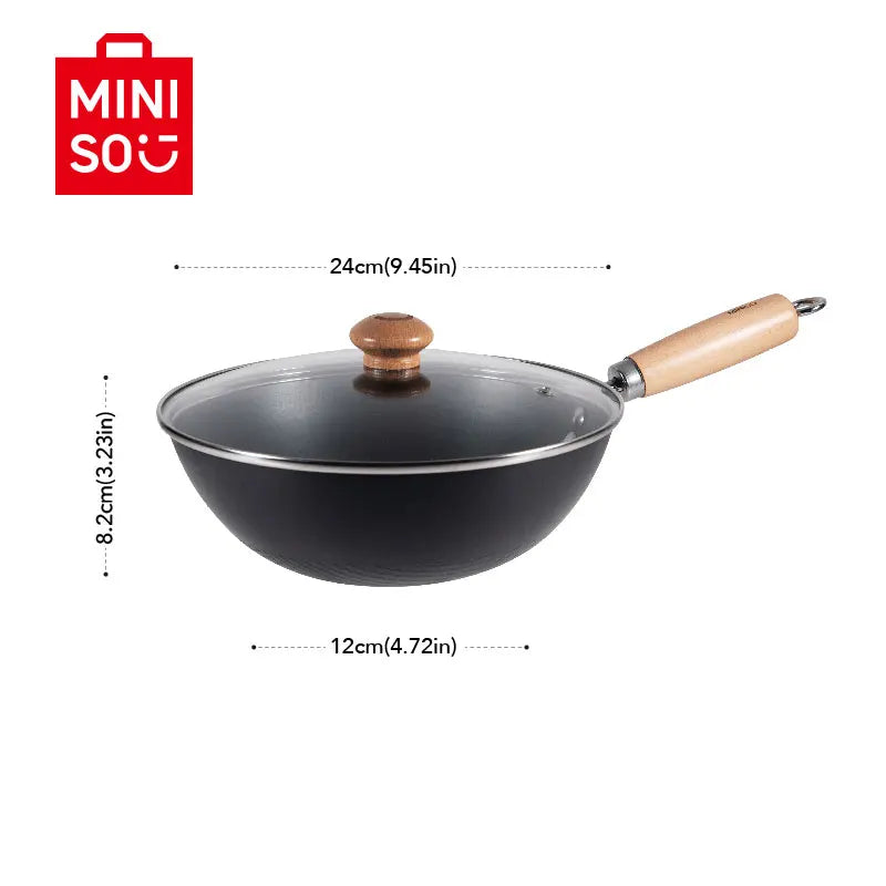 Miniso Kitchenware Iron Skillet Wok Household Wok Uncoated