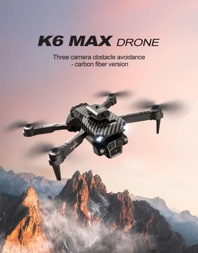 New K6 Max RC Drone 8K Professional Three Cameras Optical Flow Four-way Obstacle Avoidance Aerial Photography Quadcopter