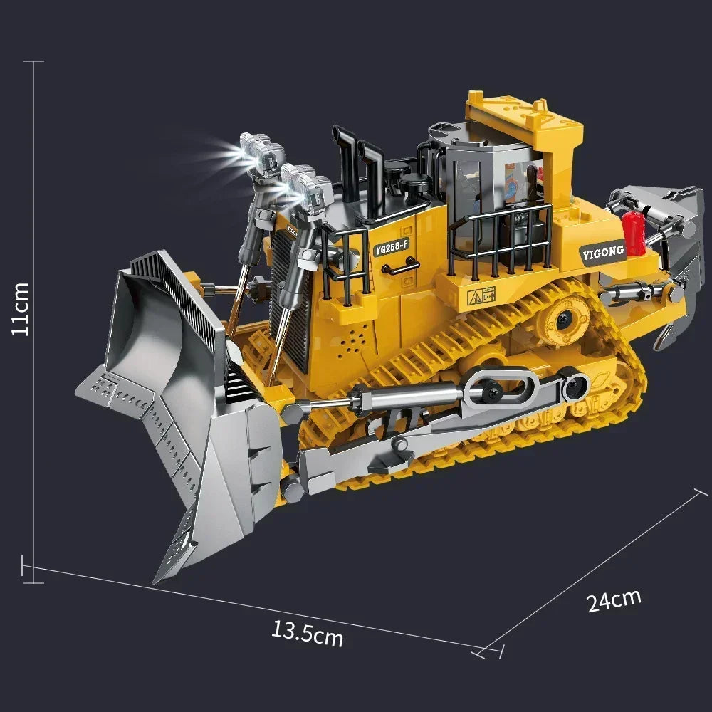 Excavator Dump Trucks 2.4G High Tech 11 Channels RC Bulldozer Alloy Plastic Engineering Vehicle Electronic Toys For Boy Gifts