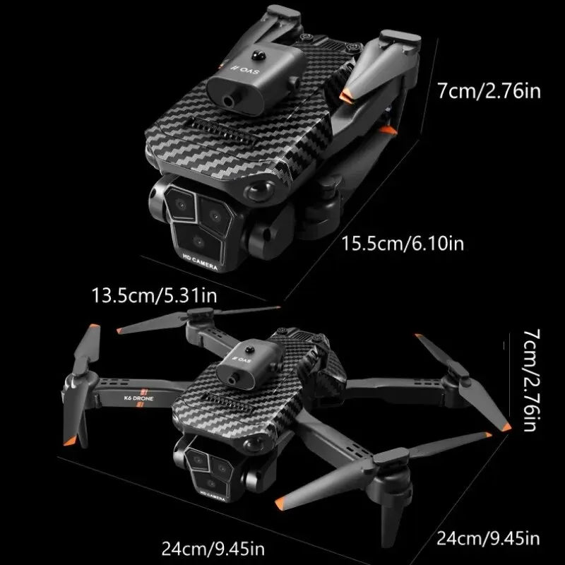 New K6 Max RC Drone 8K Professional Three Cameras Optical Flow Four-way Obstacle Avoidance Aerial Photography Quadcopter
