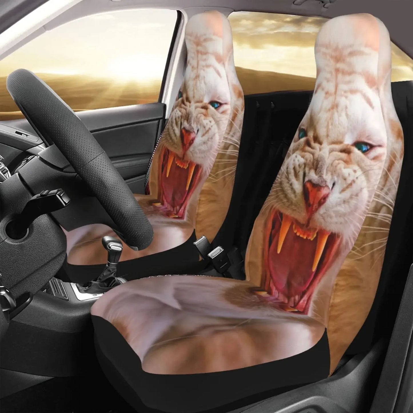 General Front/rear Japan Anime Demon Slayer Nezuko Car Seat Covers 3D Prints Car Accessories Automobile Seat Cover