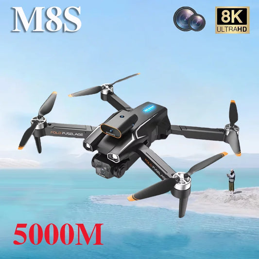 New M8S Obstacle Avoidance Drone Professional Dual Camera 8k High Definition Aerial Photography Remote Control Mini Aircraft Toy