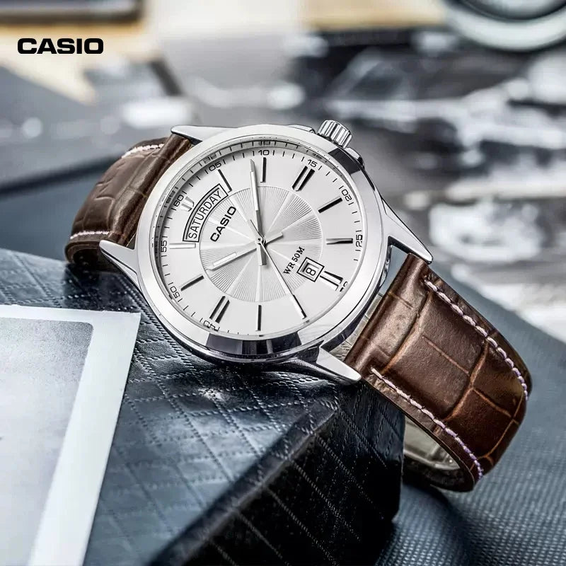 Casio MTP 1381 Waterproof Men Luxury Business Watch Classic Steel Belt Retro Belt Quartz Waterproof Multi function Date Week