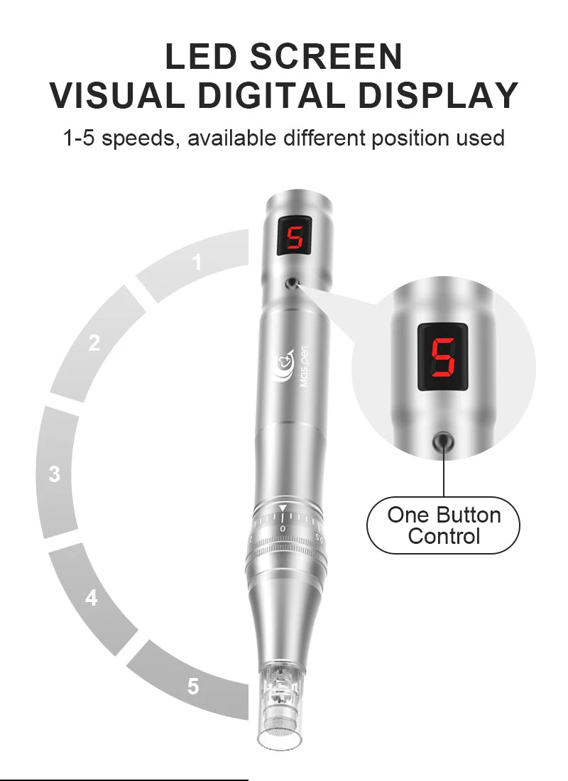 Professional High Frequency And Mute Dermapen Wireless Electric Microneedling Derma Pen With 30 Replaceable Needle Cartridges