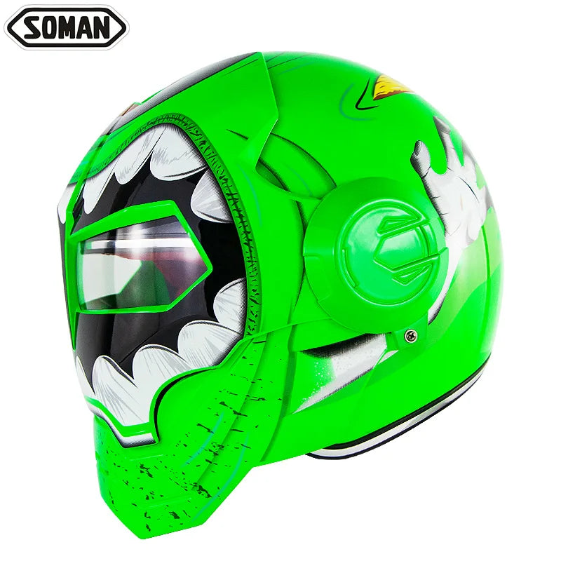 Flip up Motorcycle Helmet Ironman Verspa Street Full Face Casco Moto Cruiser Chopper Cafe Racer Capacetes
