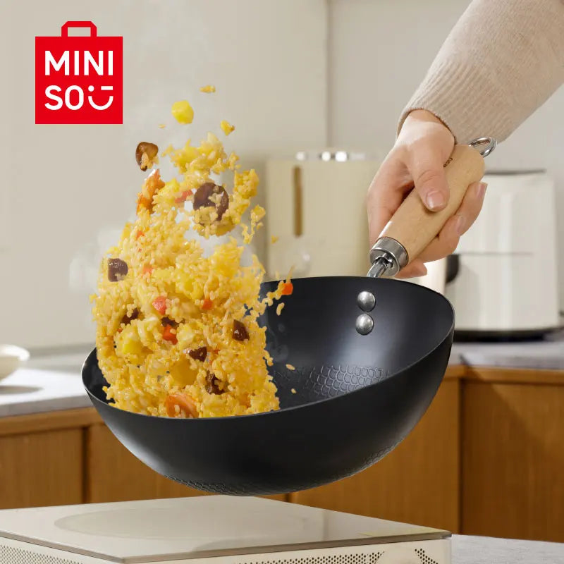 Miniso Kitchenware Iron Skillet Wok Household Wok Uncoated
