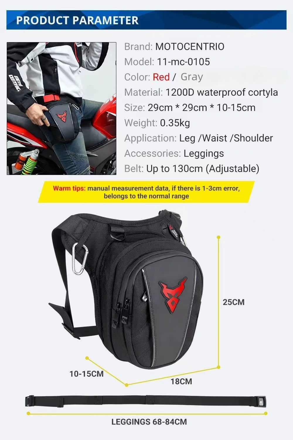 Motorcycle Drop Leg Side Bag Black Motorcycle Bag Hard Shell Outdoor Casual Waist Bag Motorbike Hip Bum Pack Bags