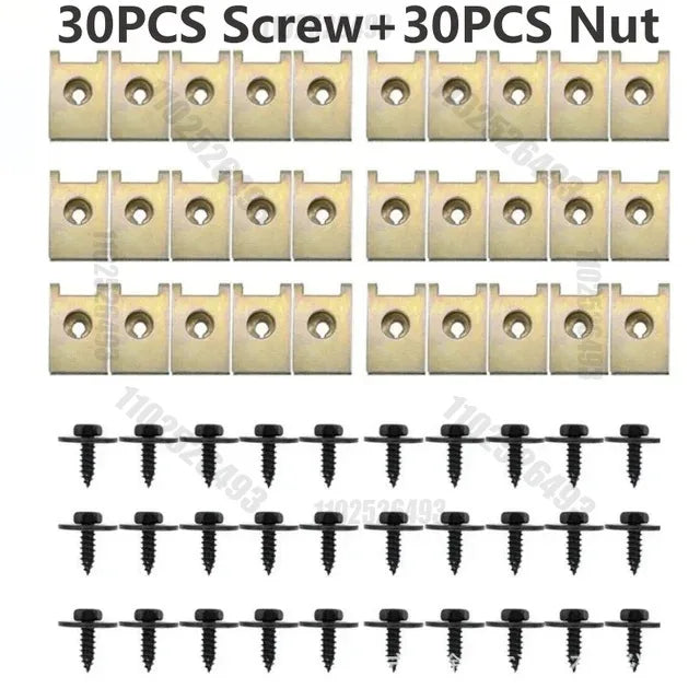 60pc U-Shape Metal Nut/Screw Washers for BMW E46 E92 E90 F10 Car Fender Bumper Cross Head Screws Engine Guard Clip Chassis Sheet