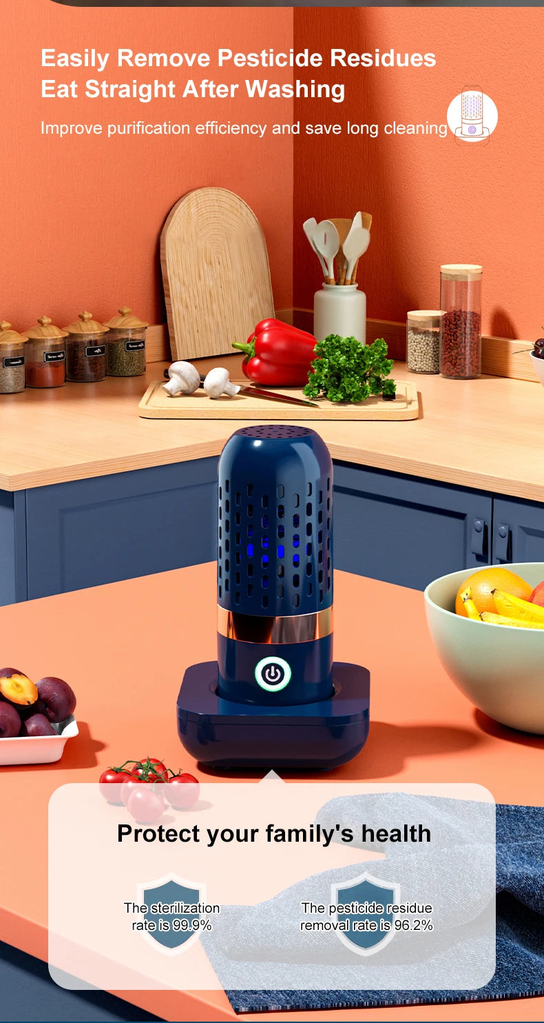 Fruit Vegetable Washing Machine Capsule Shape Wireless Food Purifier Household Pesticide Disinfection Vegetables Cleaner Machine