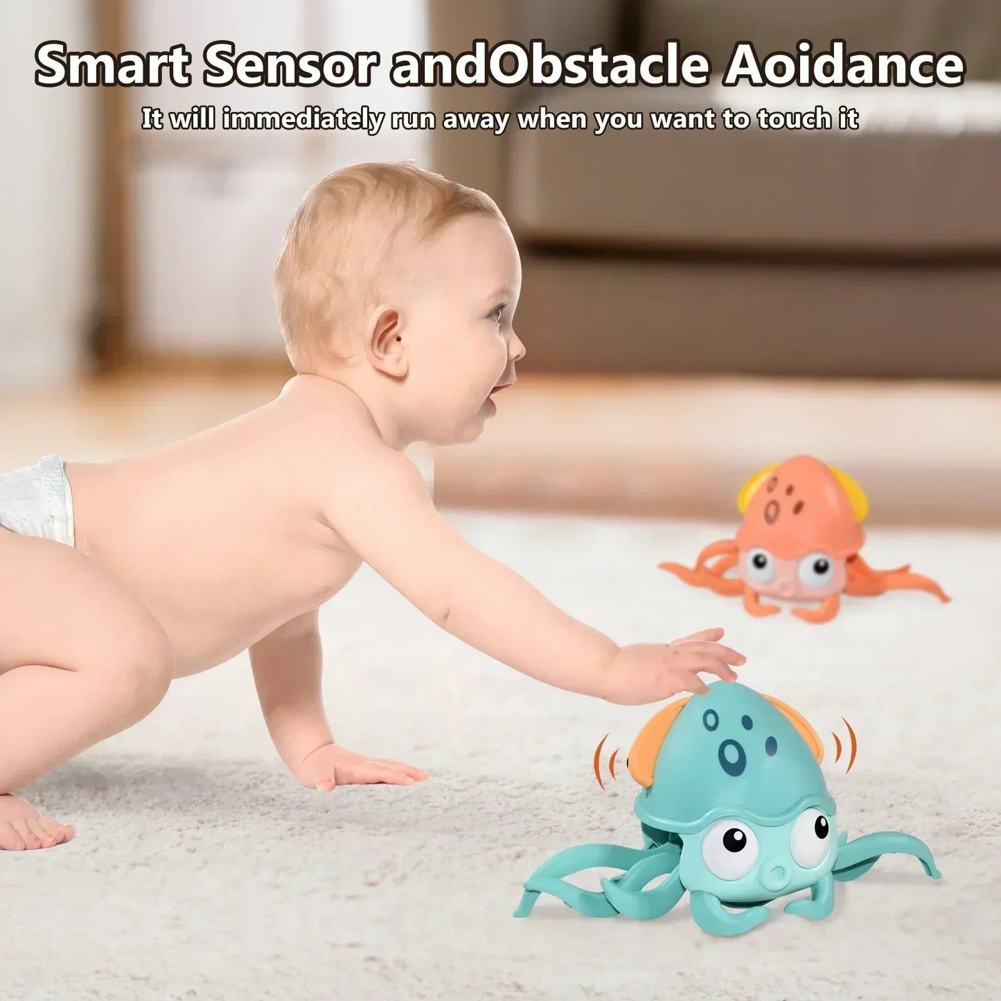 Escape Induction Crab Octopus Crawling Toy Baby Electronic Pets Musical Toys Educational Toddler Moving Toy Kids Christmas Gift