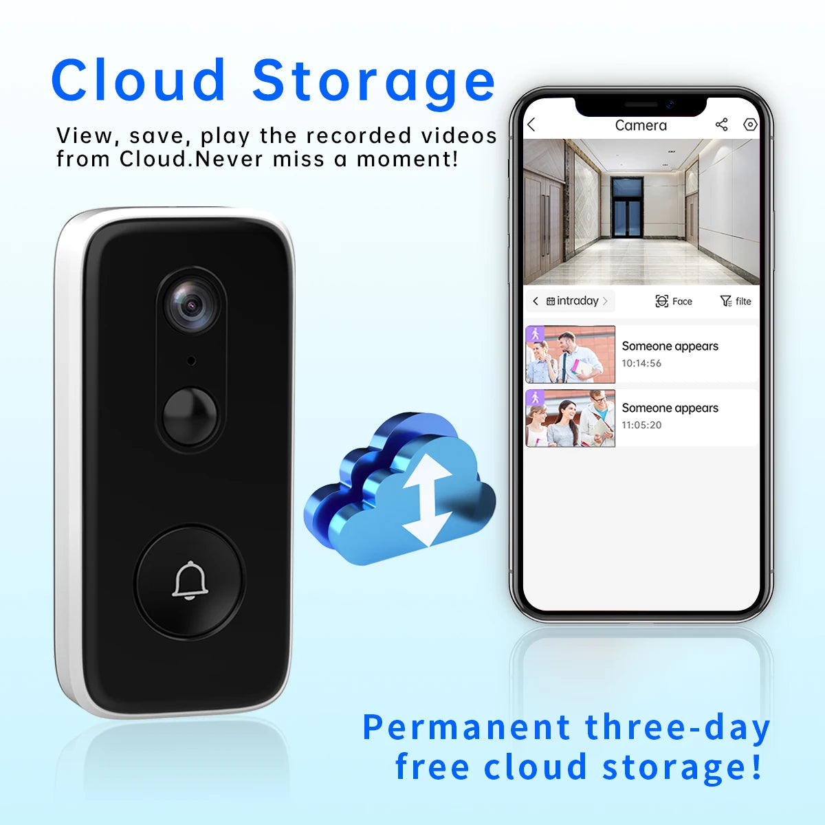 JOOAN 2K HD wireless doorbell camera, smart doorbell video Home Intercom HD night vision 2.4G WIFI rechargeable security doorbel