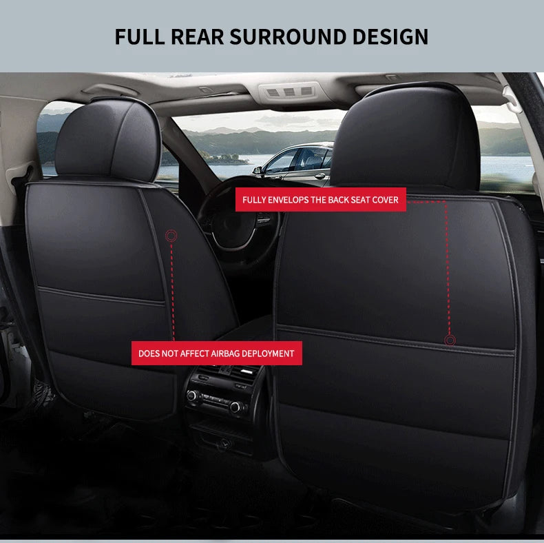 4 Pc Car Seat Covers Full Set Luxury High Quality All Season Universal PU Leather Seat Cover Car