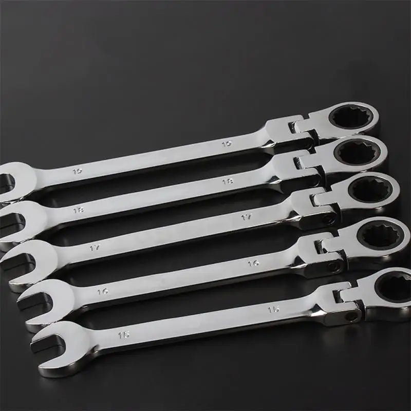 Metric Flex-Head Ratcheting Wrench , Chrome Vanadium Steel, Ratcheting Combination Wrench  Key Wrench for Car Maintenance