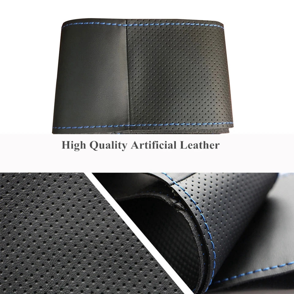 Black Microfiber Leather Hand-stitched Customize Car Steering Wheel Covers For Hyundai Tucson 2015 2016 Car Accessories Interior