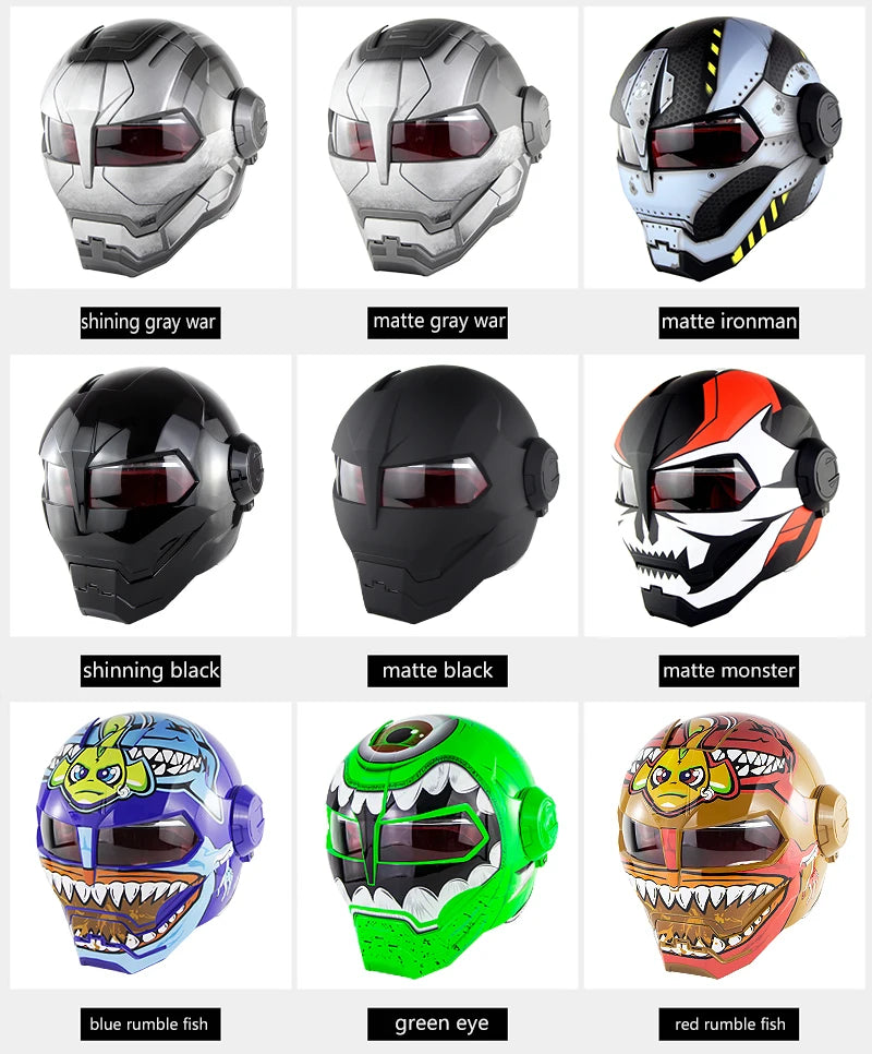 Flip up Motorcycle Helmet Ironman Verspa Street Full Face Casco Moto Cruiser Chopper Cafe Racer Capacetes