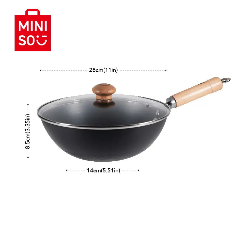 Miniso Kitchenware Iron Skillet Wok Household Wok Uncoated