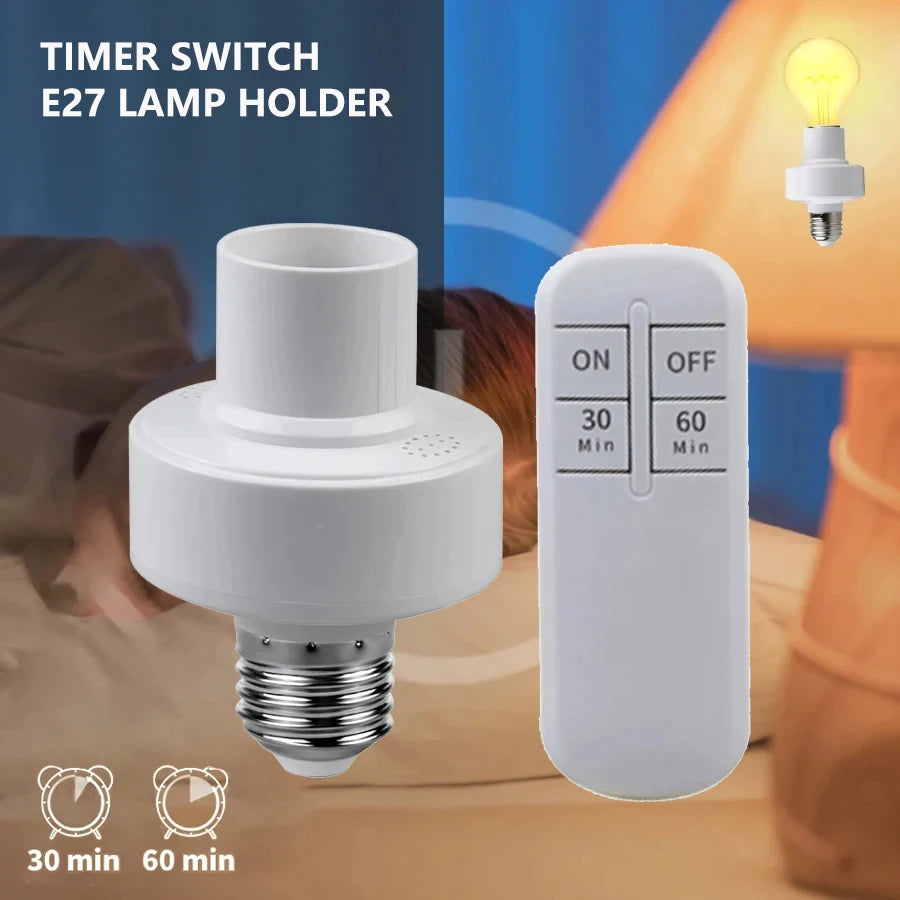 Smart Light Switch Timer Wireless Remote Control E27 LED Lamp Holder B ...